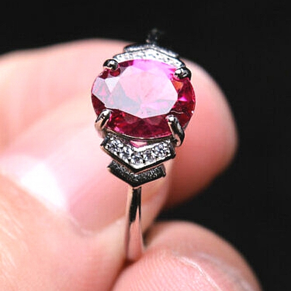 All Natural Red Tourmaline Crystal Ring - Picture 2 of 4